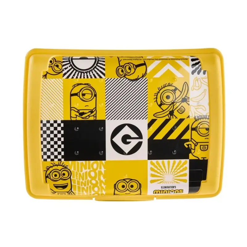 Pārtikas uzglabāšanas trauks deco-click-box mini 0,5L Carla  "Minions Mosaic" 17x13x3,5cm dzeltens