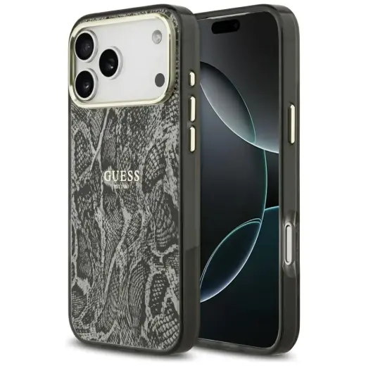 Guess Python Pattern чехол с поддержкой MagSafe для телефона iPhone 17 Pro Max черный