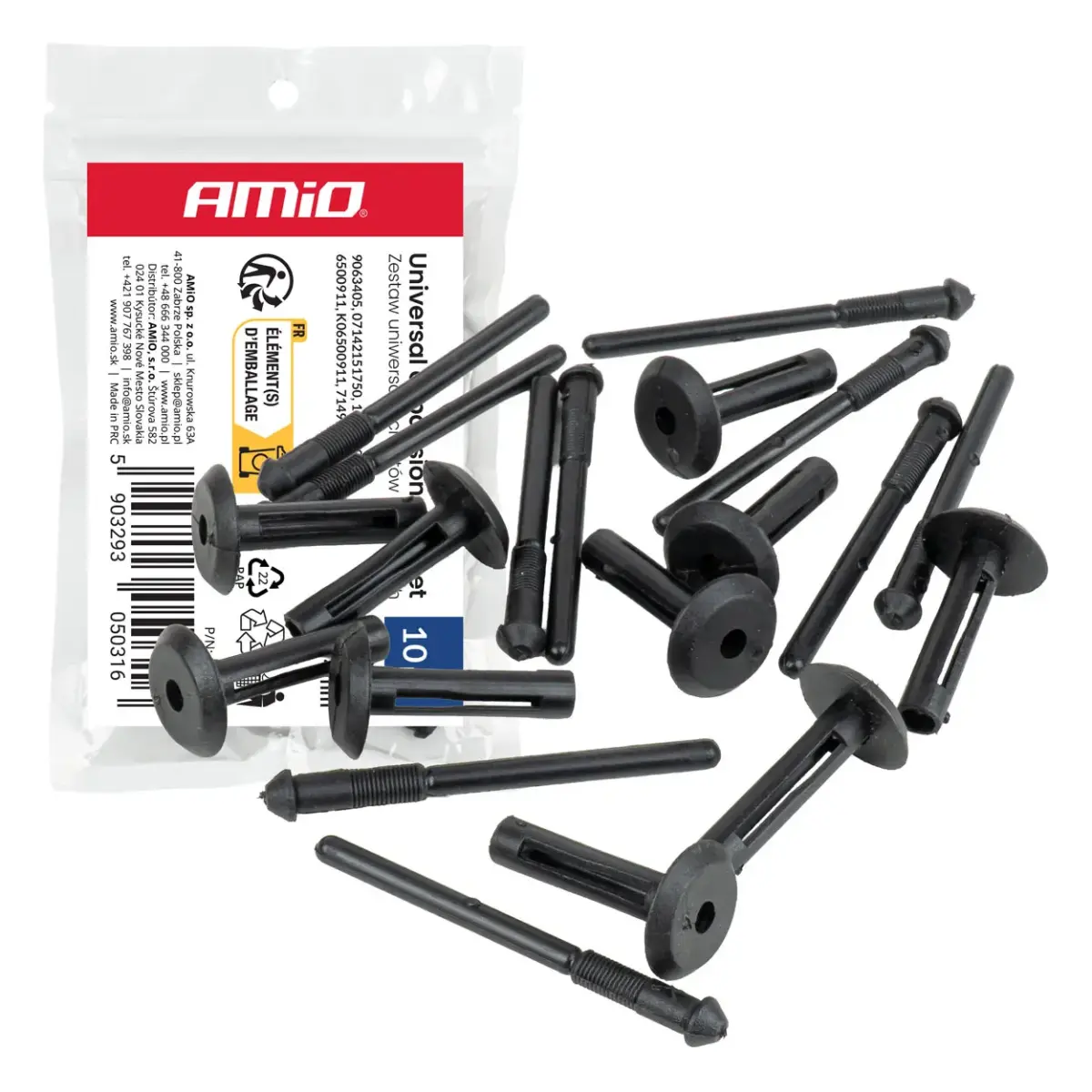 Universal expansion rivet set 54/29 mm ⌀ 6/4 mm, 10 pcs. AMIO-05031