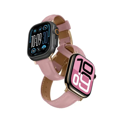 AmazingThing Class Band Leather Strap for Apple Watch 45 | 46 | 49 mm - Pink