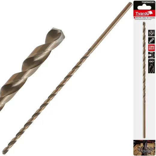 Ilgas HSS DIN1869 6.0 x 260mm auksinis metalinis sraigtinis grąžtas
