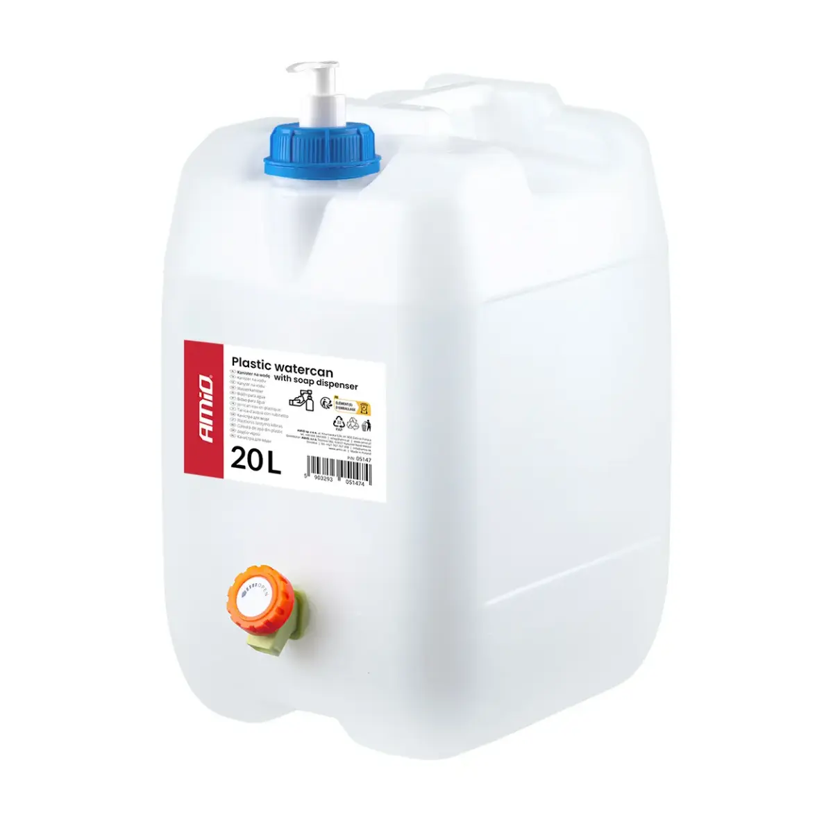 Plastic watercan with soap dispenser 20L AMIO-05147