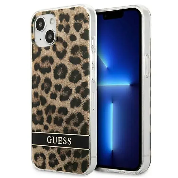Guess GUHCP13MHSLEOW iPhone 13 6,1" brązowy|brown hardcase Leopard
