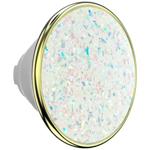 PopSockets PopTop Luxe Enamel Opal phone grip and stand white
