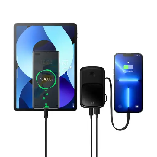 Baseus Qpow power bank 10000mAh built-in Lightning 20W Quick Charge cable SCP AFC FCP black (PPQD020001)