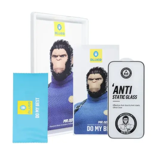 BlueO 5D Mr. Monkey aizsargstikls telefonam Apple iPhone 16 melns