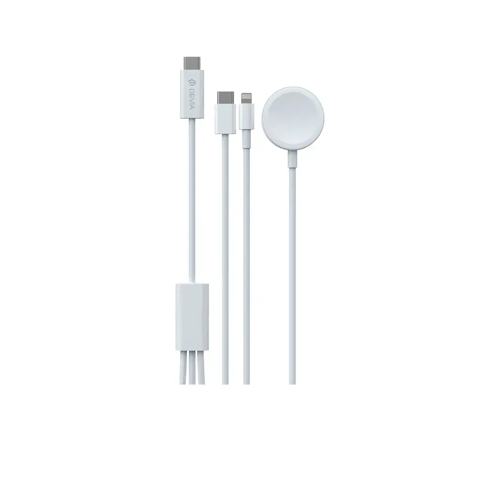 Devia Smart EA520 datu pārraides un uzlādes vads | USB-C uz USB-C, Lightning | balts