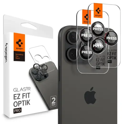 SPIGEN OPTIK PRO L-SERIES GLAS.TR "EZ FIT" CAMERA PROTECTOR 2-PACK IPHONE 14 PRO | PRO MAX | 15 PRO | PRO MAX | 16 PRO | 16 PRO MAX BLACK