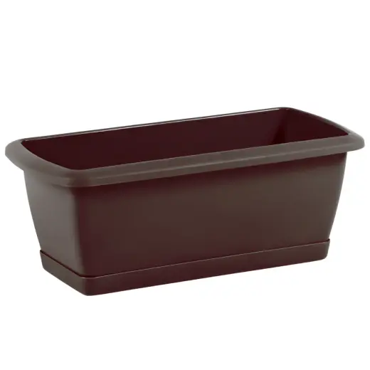 Balcony box 40cm with saucer, brown