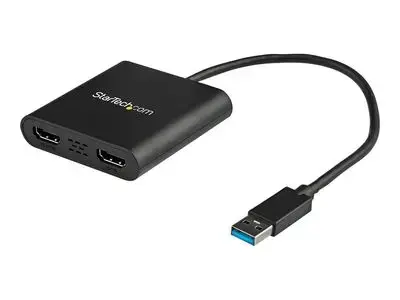 StarTech.com USB 3.0 to Dual HDMI Adapter, 1x 4K 30Hz & 1x 1080p, External Video & Graphics Card, USB Type-A to HDMI Dual Monitor Display Adapter Dongle, Supports Windows Only, Black - USB to Dual HDMI Adapter (USB32HD2) - adapter cable - HDMI | USB - TAA