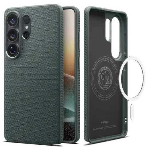 Spigen Liquid Air Mag telefono dėklas su MagSafe palaikymu Samsung Galaxy S26 Ultra (S948) žalias