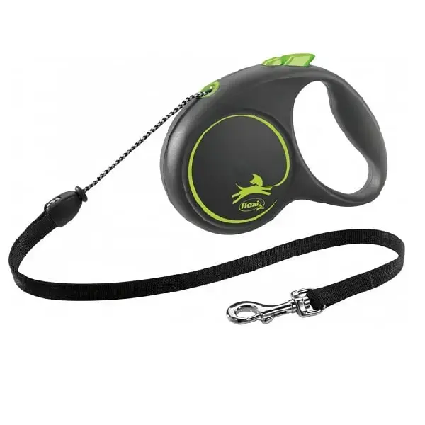 Inerces pavada suņiem – Trixie Flexi BLACK DESIGN, cord leash, M: 5 m (20kg)