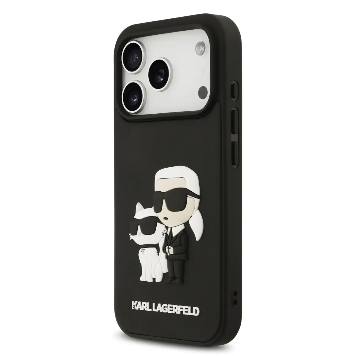 Karl Lagerfeld 3D Rubber Karl and Choupette maciņš telefonam iPhone 17 Pro melns