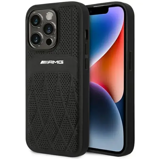 AMG AMHMP14LOSDBK iPhone 14 Pro 6.1" czarny|black hardcase Leather Curved Lines MagSafe