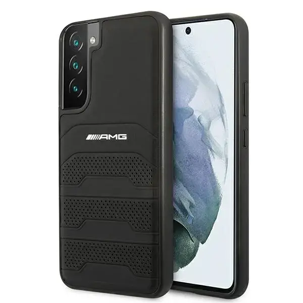 AMG AMHCS22SGSEBK S22 S901 czarny|black  hardcase Leather Debossed Lines