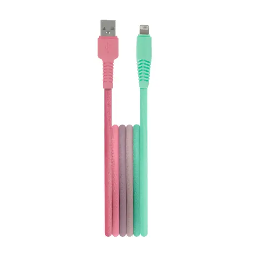 Setty KGA-L-1.52420 datu pārraides un uzlādes vads | USB-A uz Lightning | 12W | 1.5m | tirkīza, rozā