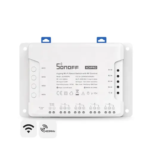 Išmanusis 4 kanalų Wi-Fi jungiklis su RF valdymu Sonoff 4CHPROR3