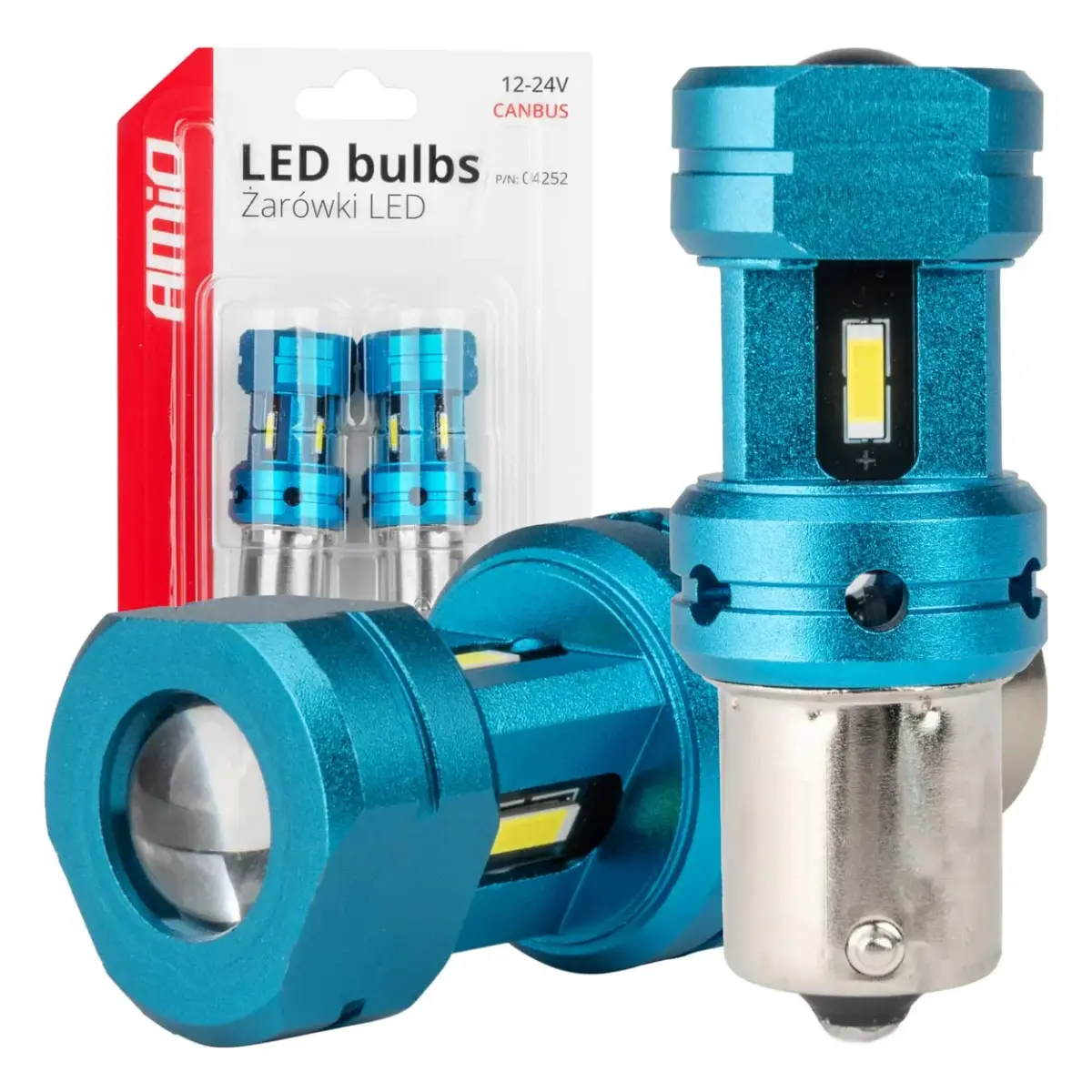 CANBUS LED bulbs 1156 BA15S P21W R10W R5W 4SMD 1860 White 12V 24V AMIO-04252
