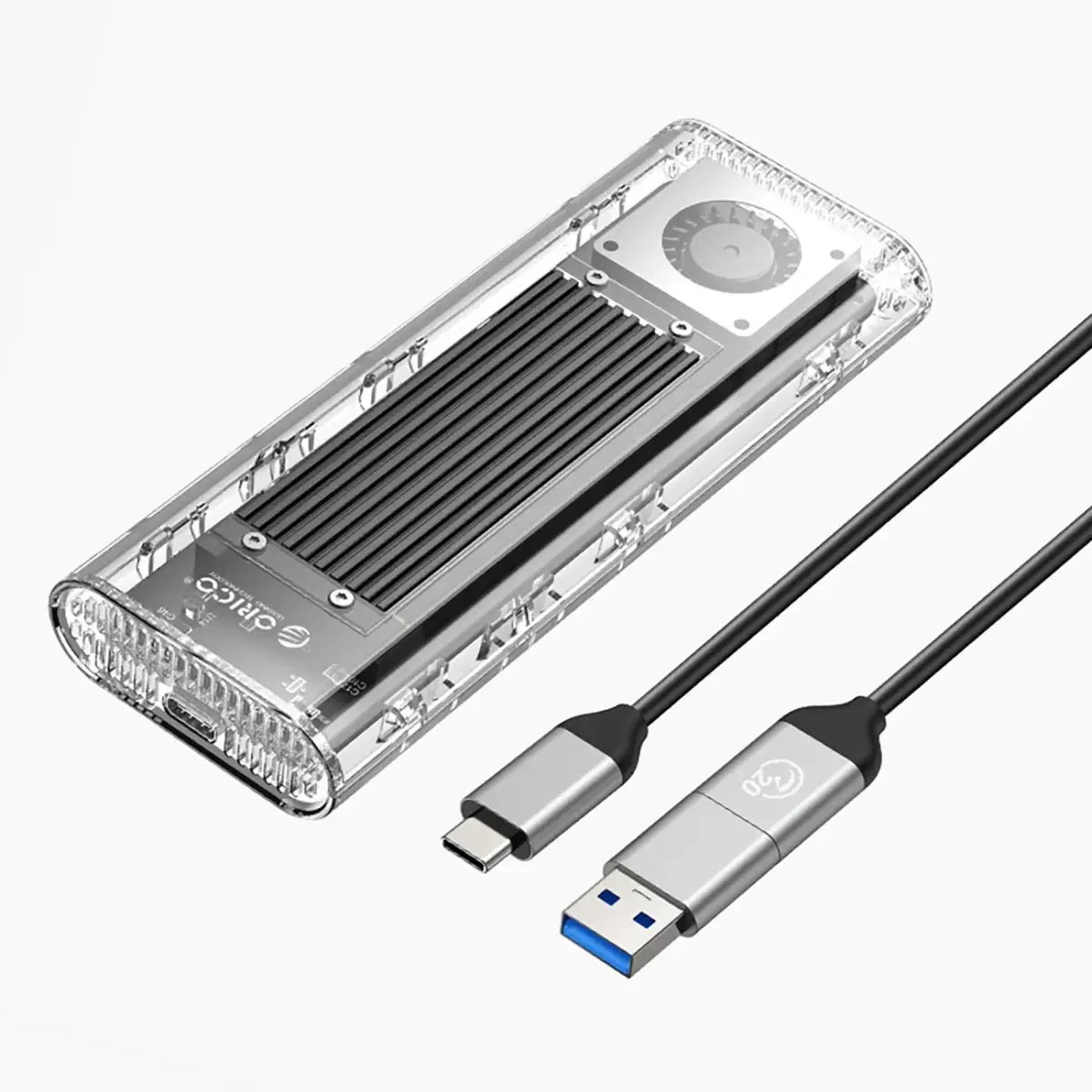 Orico TCM2-G20 M.2 NVME USB-C 3.2 20Gb|s Disk Drive - Silver|Transparent
