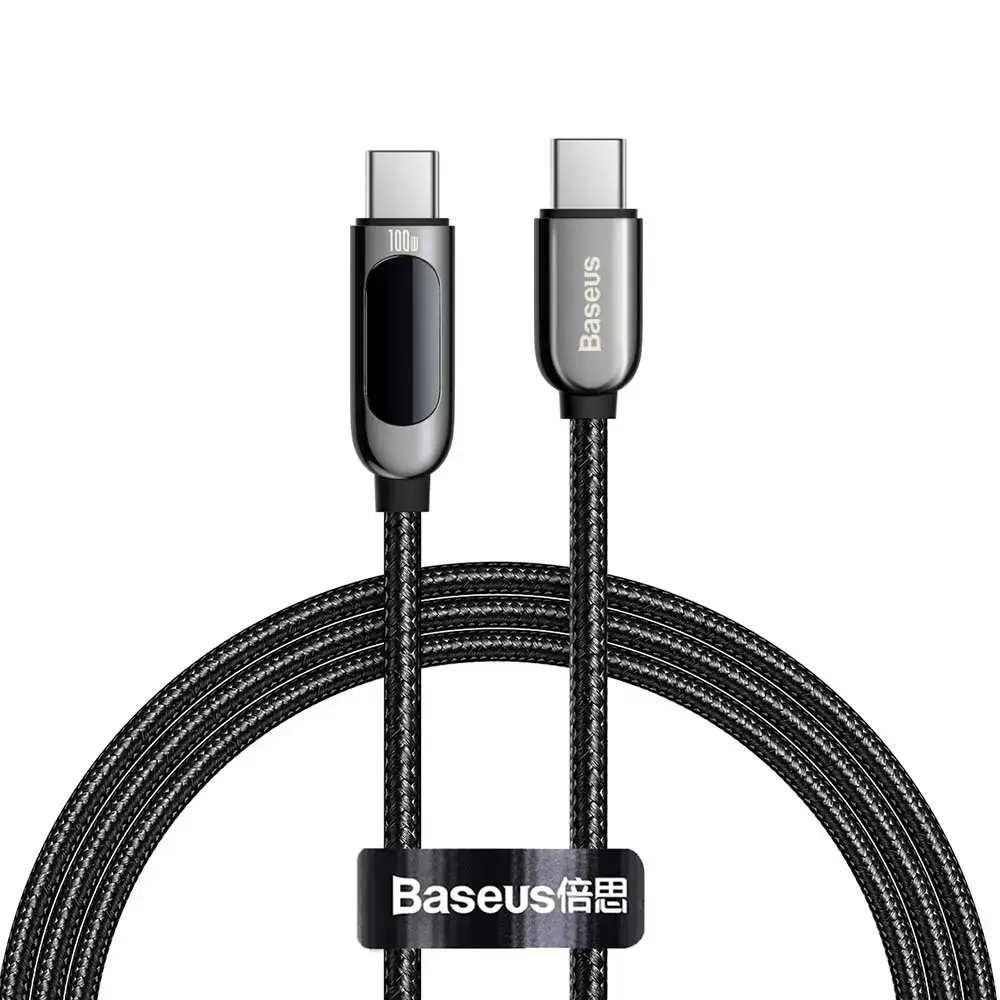 Baseus CATSK-B01 data transfer and charging cable | USB-C to USB-C | 100W | with LED display | 1m | black