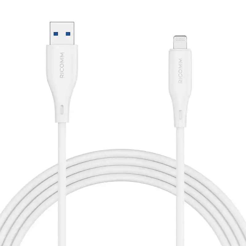 USB-A to Lightning Cable Ricomm RLS004ALW 1.2m