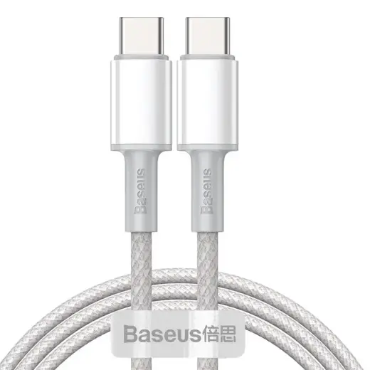 USB-C to USB-C Cable Baseus High Density Braided, 100W, 1m (White)