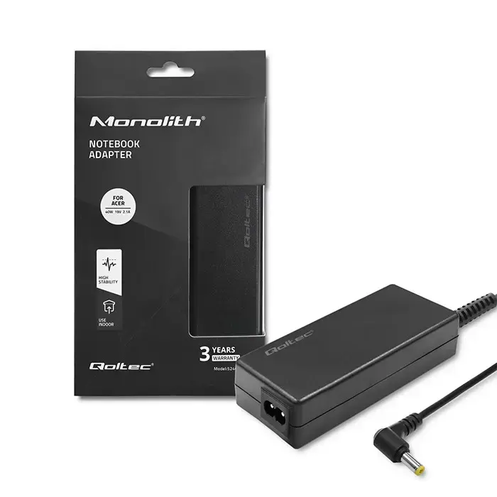 Qoltec Power adapter for laptop Acer 40W | 19V | 2.1A | 5.5*1.7 | +power cable