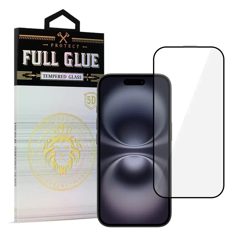 Tempered Glass HARD Full Glue 5D for IPHONE 16 BLACK
