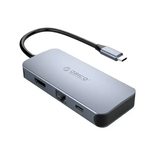 Orico 6-in-1 Adapter Hub, HDMI 4K + 3x USB 3.0 + RJ45+ USB-C PD 100W