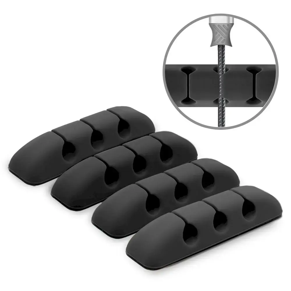 Ringke set 4x silicone self-adhesive cable organizer organizer cable clip holder black (ACOR0002)