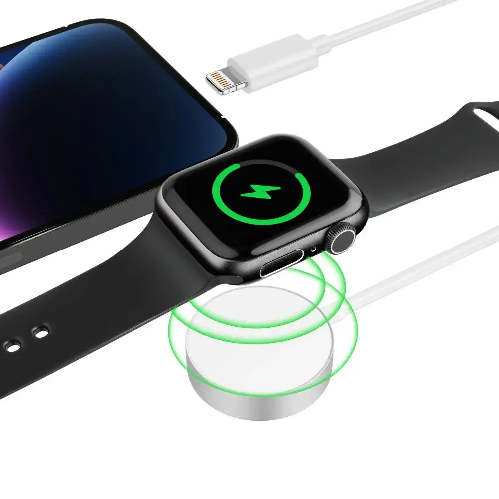 Tech-Protect UltraBoost 2in1 magnetic charger with USB-C | Lightning cables for Apple Watch 1.5m - white