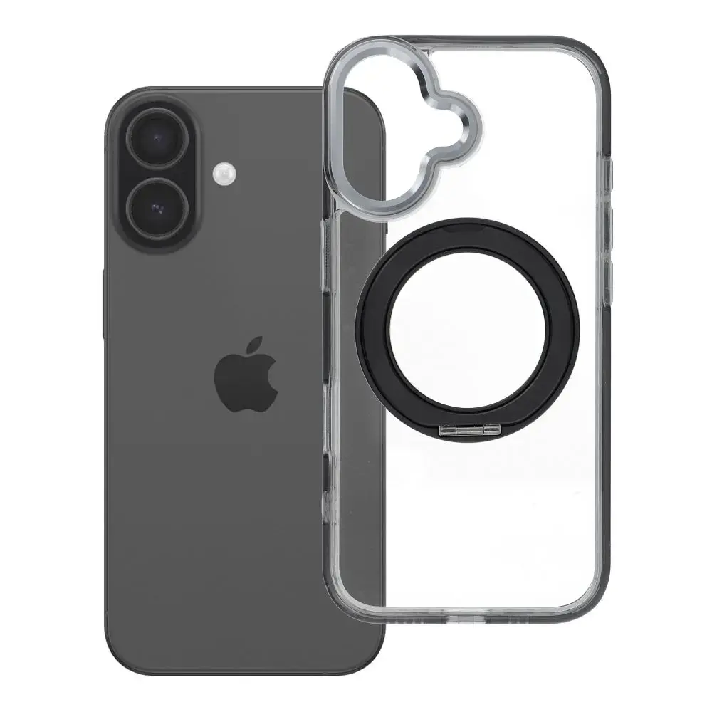 Case for iPhone 17 Frame Circle Stand compatible with MagSafe black