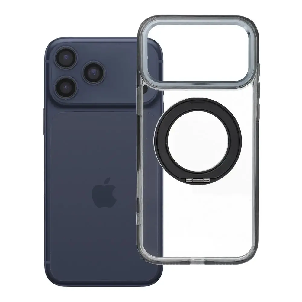 Case for iPhone 17 Pro Max / 18 Pro Max ( low camera edge) Frame Circle Stand compatible with MagSafe black