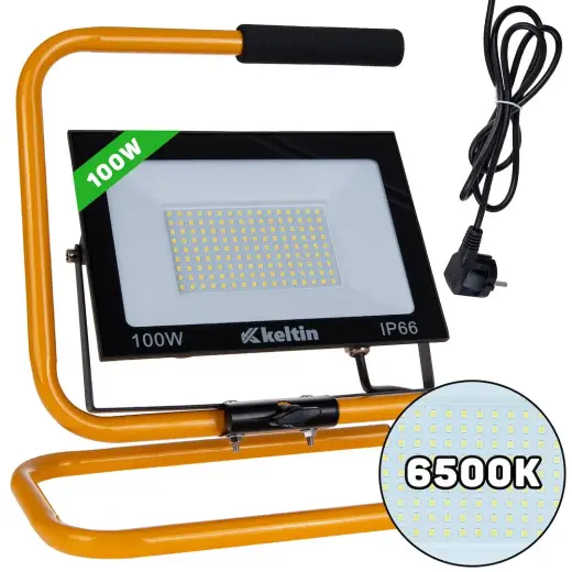 LED prožektor 100W ehitustriipodiga – külmvalge värv 6500K