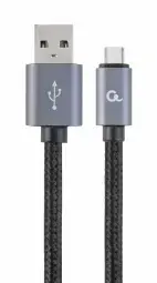 Gembird Cotton braided USB Male to Type-C Male 1.8m Black