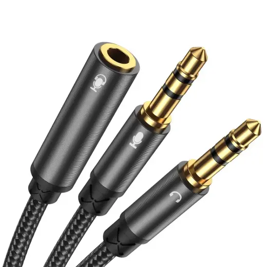 Joyroom AUX splitter audio cable 3,5 mm mini jack  - 2x 3,5 mm 0.2m black