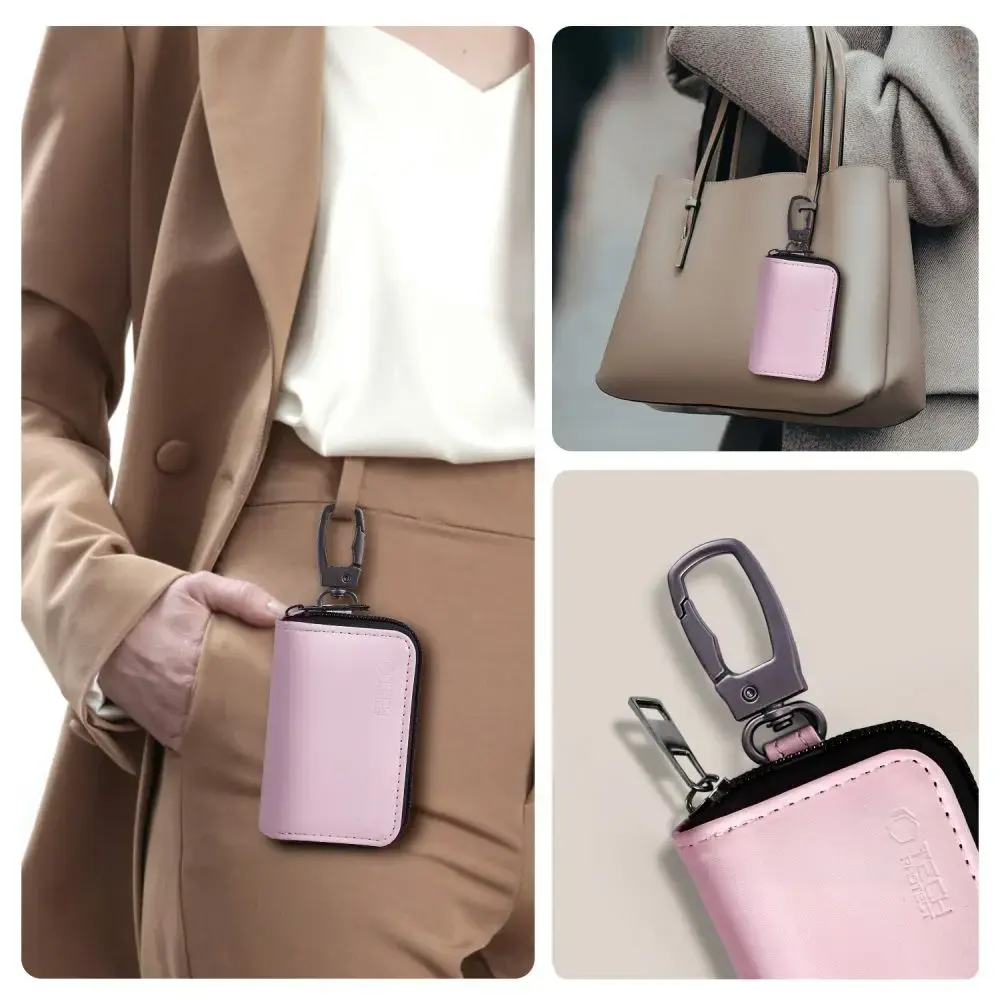 KLATKA FARADAYA TECH-PROTECT KLR300 POUCH KEYLESS RFID SIGNAL BLOCKER CASE PINK
