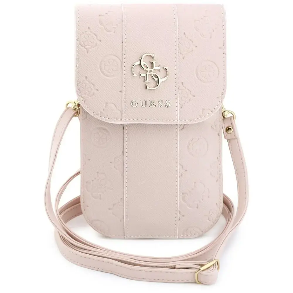 Phone Bag Guess Peony 4G & Classic Logos Stripe with Strap pink