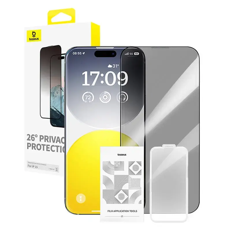 Baseus Diamond Privacy Protection tempered glass for iPhone 15