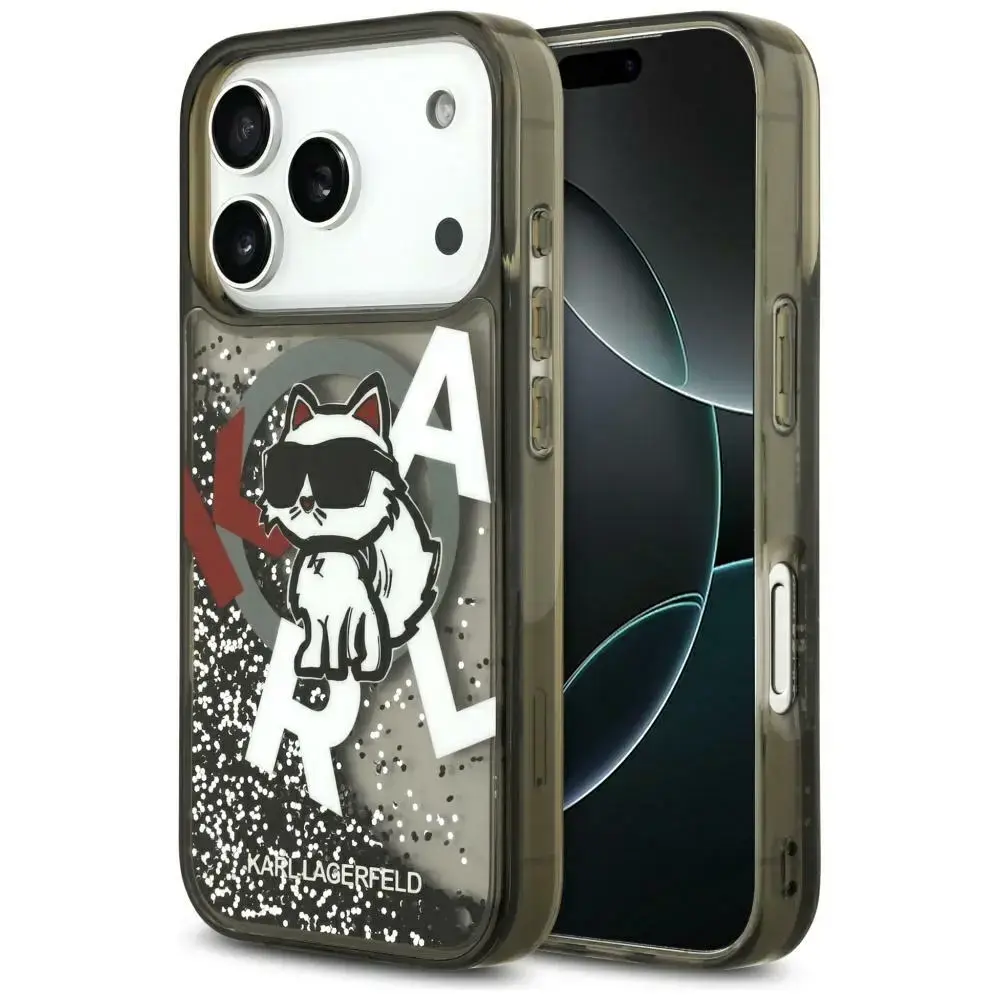 Etui Karl Lagerfeld Liquid Glitter        Choupette Logo MagSafe do iPhone 17 Pro Max czarny