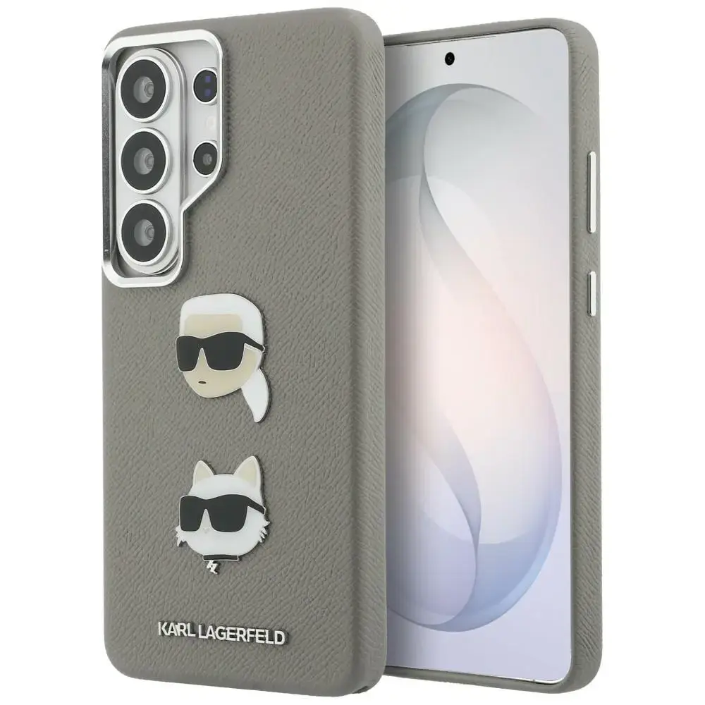 Karl Lagerfeld Saffiano Double Heads Metal maciņš telefonam Samsung Galaxy S26 Ultra (S948) sudraba krāsā