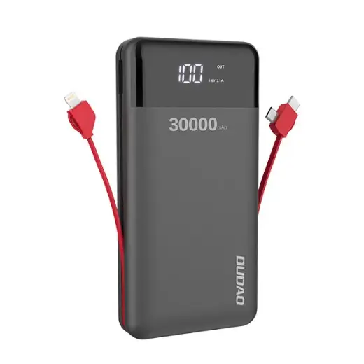 Dudao K1Max 30000mAh power bank with built-in cables black (K1Max-black)