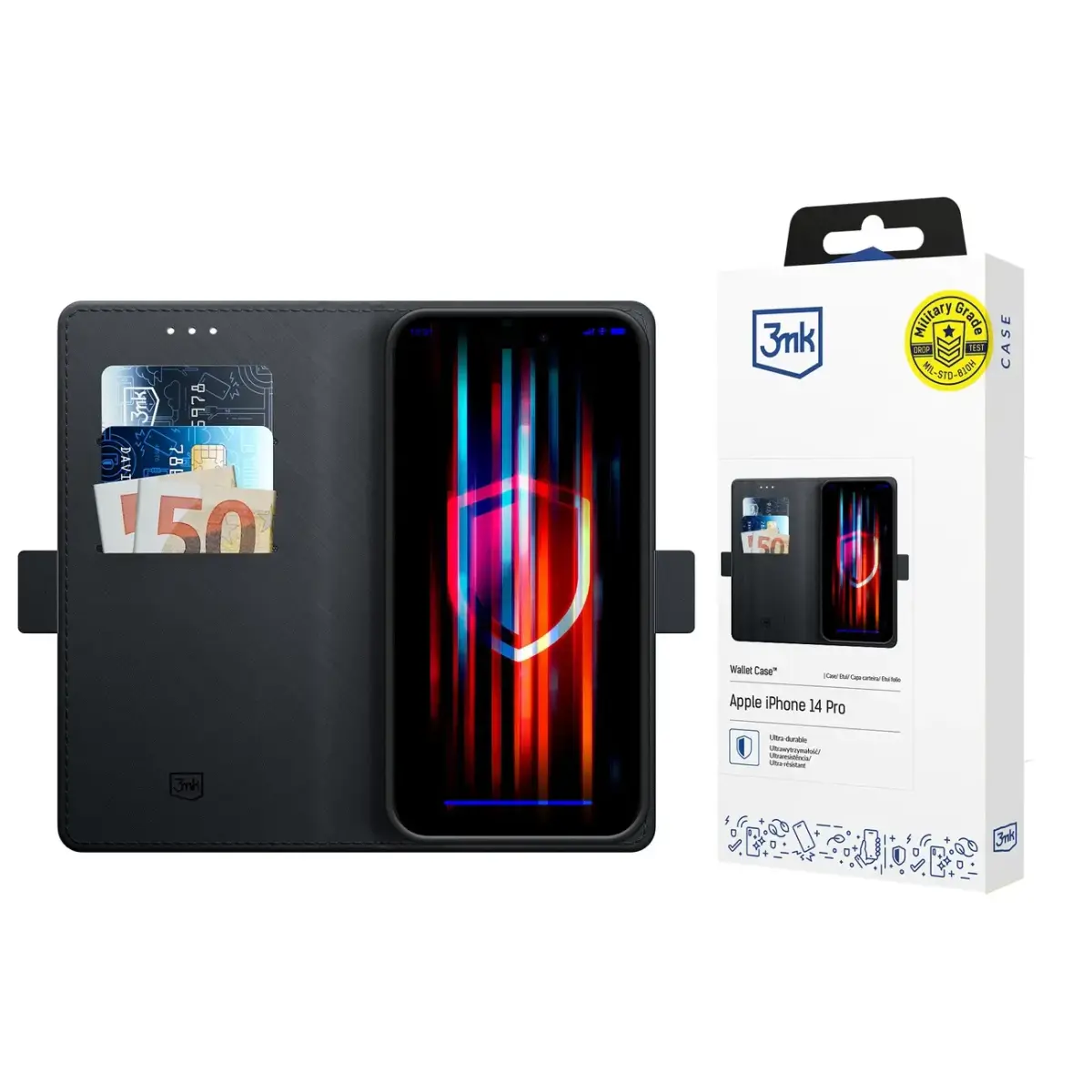 3mk Wallet Case for iPhone 14 Pro - Black