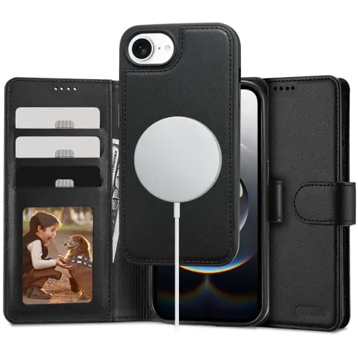 Tech-Protect Wallet Magsafe Phone Case for iPhone 16 matte black