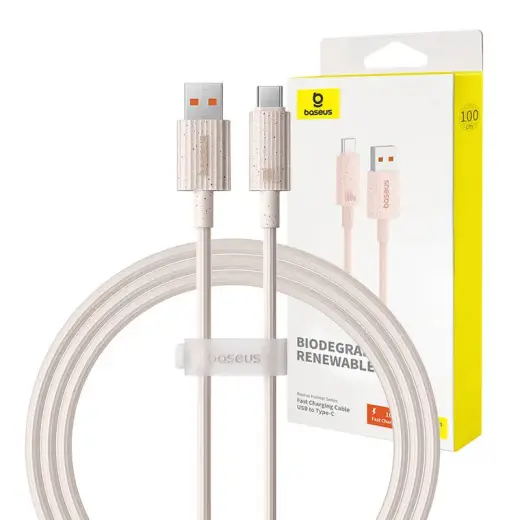 Baseus Habitat Series datu pārraides un uzlādes vads | USB-A uz USB-C | 100W | 1m | rozā