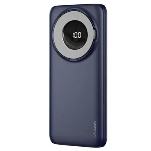 USAMS PB62 ārējais akumulators (powerbank) | 10000 mAh | 22.5W | USB-C, USB-A, MagSafe | LED ekrāns | zils