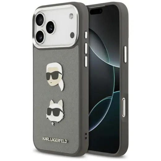 Karl Lagerfeld FW Grained чехол для телефона iPhone 17 Pro Max серый