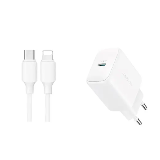 Зарядное устройство Joyroom JR-TCF20 | 20W | PD, QC | USB-C, Lightning | с кабелем USB-C на Lightning в комплекте | белое