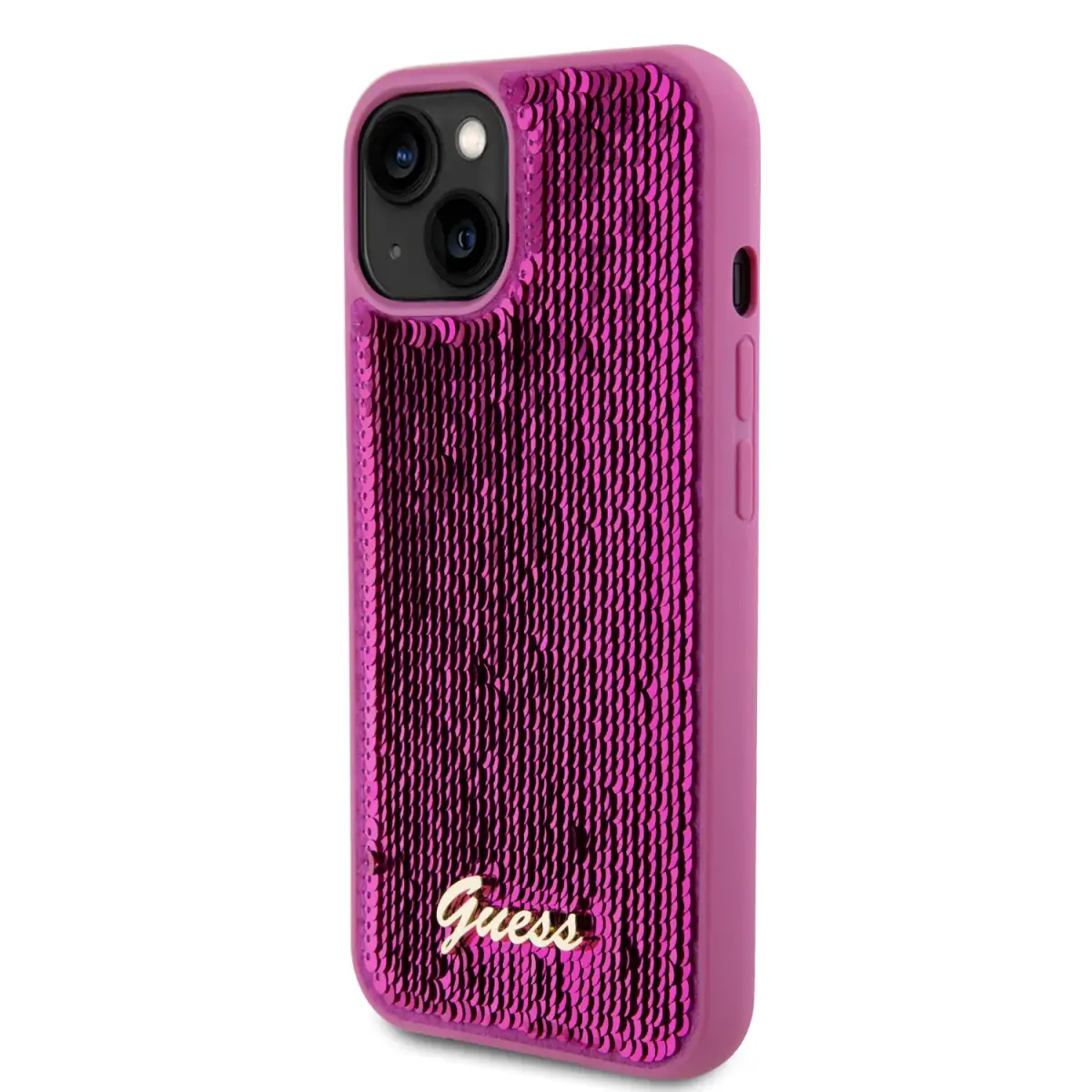 Guess Sequin Script Logo Case for iPhone 13 Magenta
