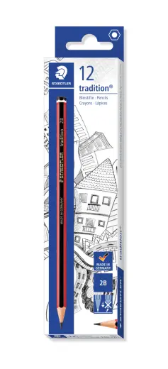 Zīmulis STAEDTLER TRADITION 2B sarkans korpuss